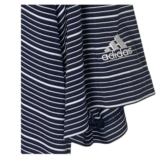 Adidas Climalite Golf Polo Shirt Navy Blue Stripe Size M Moisture Wicking - Picture 4 of 11